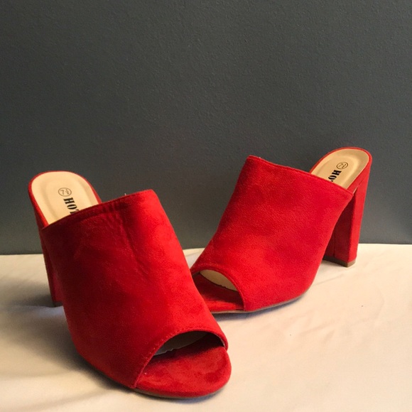 Hot Kiss | Slip On Heel Sandal Faux Suede - Picture 2 of 4